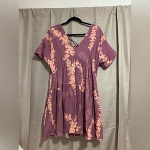 Ava Sky Apricot Plumeria Lei Dress Small